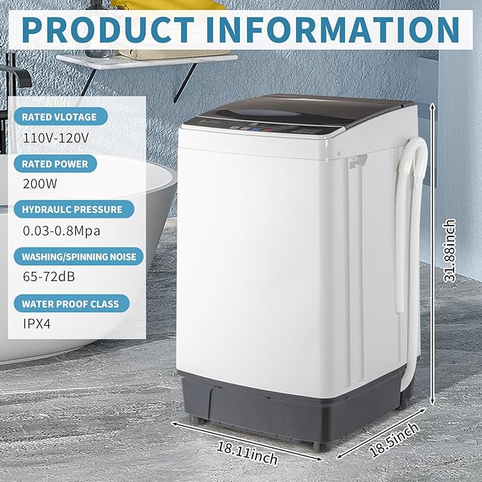 ROVSUN 1.5CuFt Portable Clothes Dryer and 17.6LBS Full-Automatic Washing - Image 7