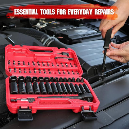 64-Piece 1/4" Drive Impact Socket Wrench Driver-Bits Set, Cr-V Metric - Image 8