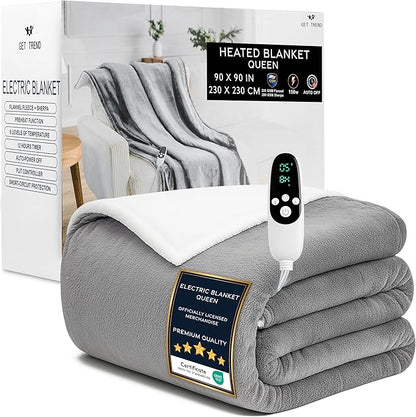 Heated Blanket Electric Luxurious Fleece Queen Blanket, 9 Heat Settings & 12H by GetTrend