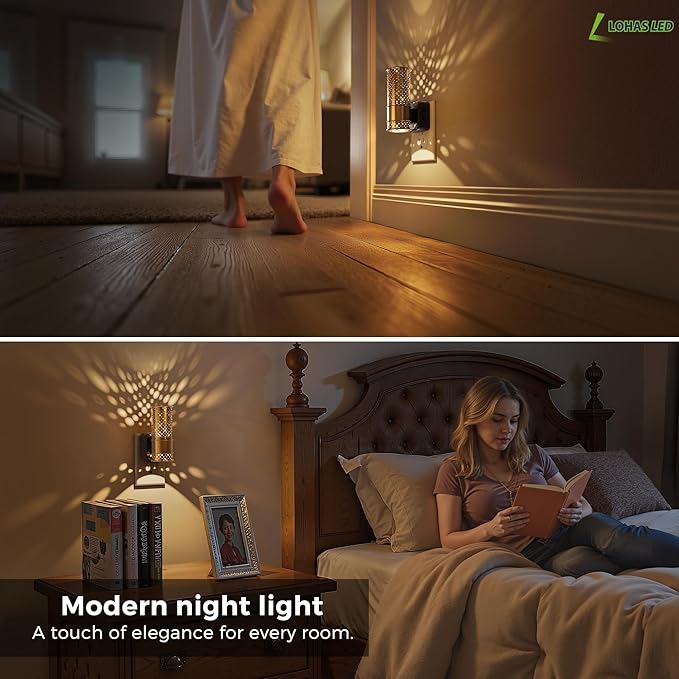 L LOHAS LED Night Light, 2 Pack Dimmable Night Lights Plug into Wall, Vintage - Image 4