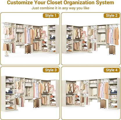 Unikito Closet System with Vanity Desk, 156”Modular Corner Closet Organizer - Image 5