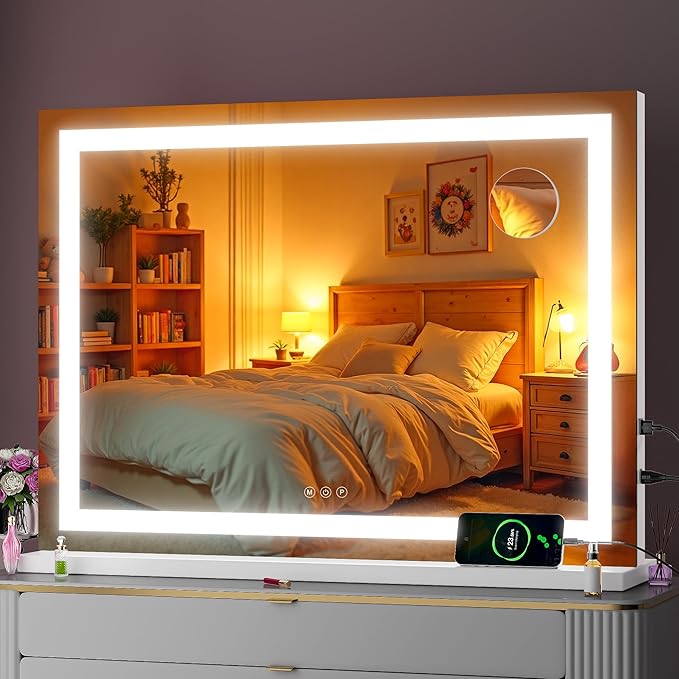 Vanity Mirror with Lights, Dimmable 3 Modes, Memory Function, Smart Touch by BatusoMirrors