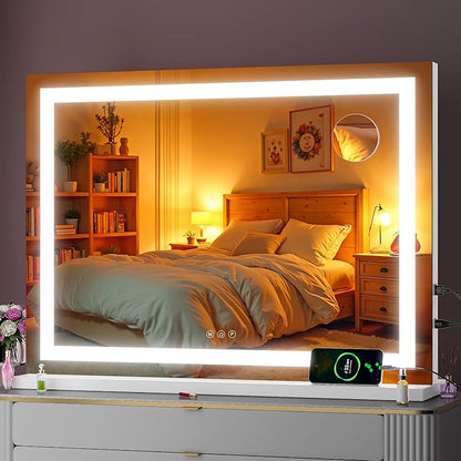 Vanity Mirror with Lights, Dimmable 3 Modes, Memory Function, Smart Touch by BatusoMirrors