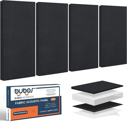 BUBOS 4 PCS Fabric Acoustic Panels, 23.6''x11.8''x2'' Sound Proof Panels by BUBOS