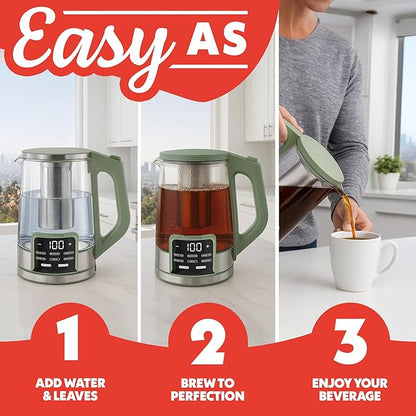 Gourmia Electric Programmable Glass Kettle – 1.7L Temperature Control Tea & - Image 10