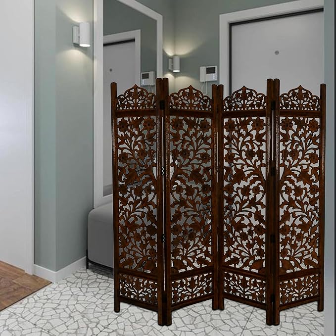 Lightnpro 4 Panel Wooden Room Divider 72 x 72 Inch - Image 8