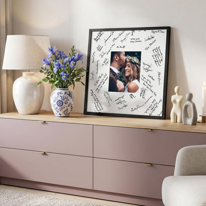 Americanflat 20x20 Poster Frame - Matted to 8x10 - Slim Molding - Black | Polished plexiglass front, hangs vertical or horizontal, sawtooth hangers included, secure turn-tab backing