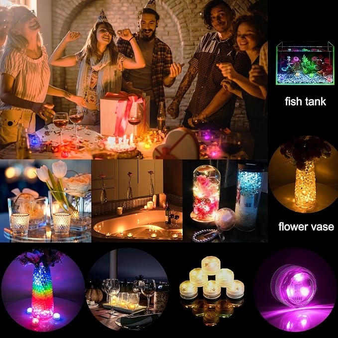 Submersible Led Lights with Remotes, Waterproof Tea Lights Candles Battery - Image 6
