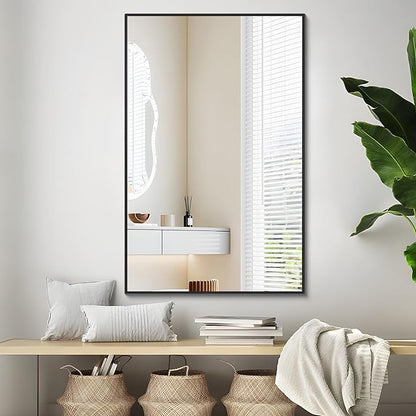 Black Bathroom Mirror for Wall, 30x48 Inch Rectangle Mirrors - Image 4