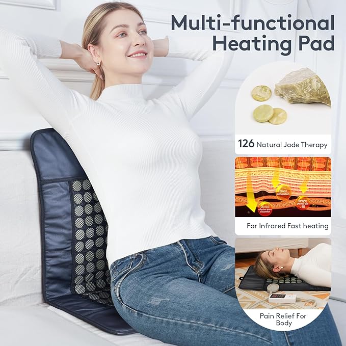 UTK Far Infrared Heating Pad for Back, 5X Deeper Pain Relief, 126 Natural Pure - Image 3