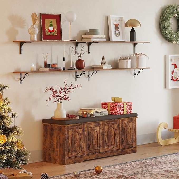 DINZI LVJ Long Wall Shelves, 47.3" Large Floating Shelves Set of 2, Farmhouse - Image 9