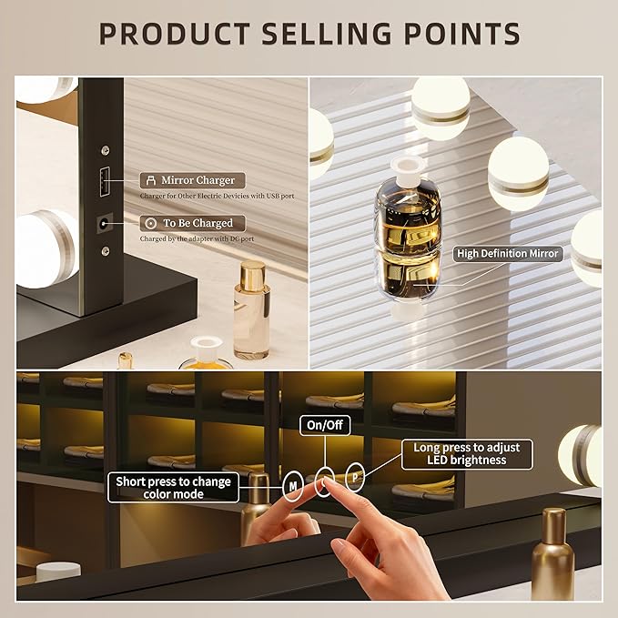 Vanity Mirror with Lights Lighted Makeup Mirror with Dimmable LED Bulbs - Image 5