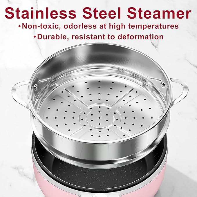 Dezin Hot Pot Electric with Steamer Upgraded, Non-Stick Sauté Pan, Rapid - Image 3