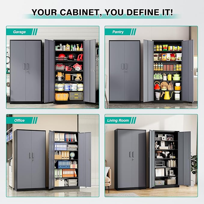 SISESOL Wide & Deep Metal Storage Cabinet - Image 4