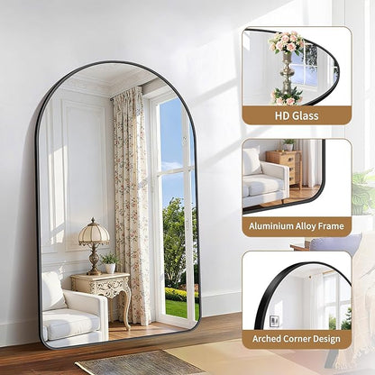 GLASHOM Arched Bathroom Mirror, Wall Mounted Mirror, Vanity Wall Mirror Metal - Image 2