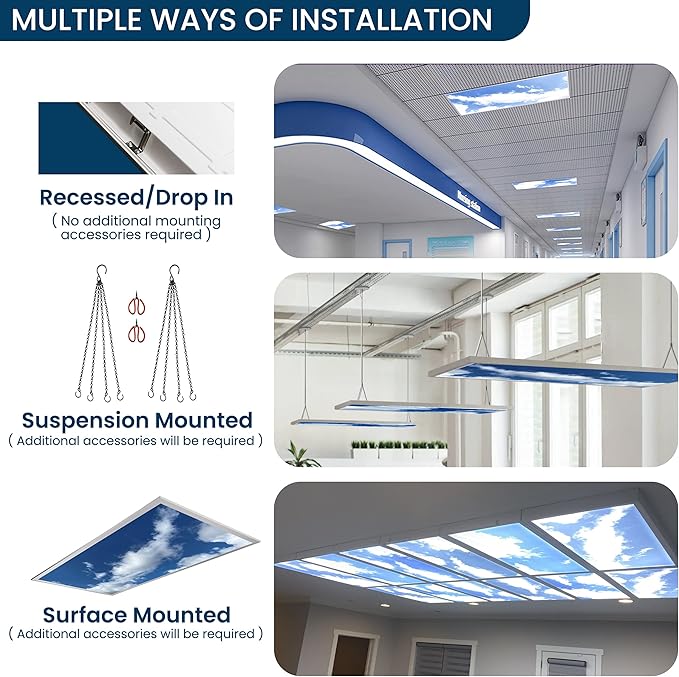 4-Pack 2x4 LED Flat Panel Light, Drop Ceiling Light Fixture - Image 9