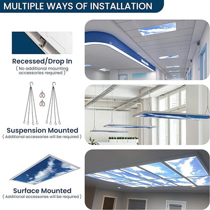 4-Pack 2x4 LED Flat Panel Light, Drop Ceiling Light Fixture - Image 9