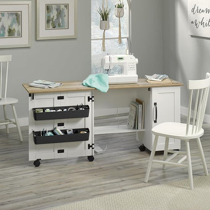 Sauder Miscellaneous Storage Sewing Cart, Drop-Leaf Craft Table, Sewing Table - Image 4