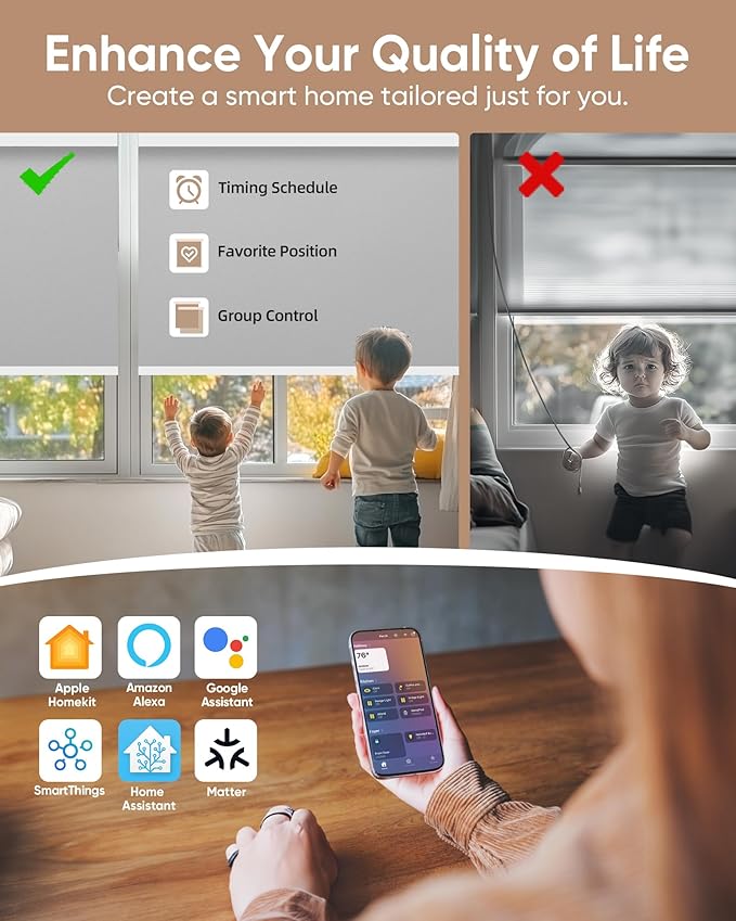 Kincmo Motorized Blinds with Remote, 100% Blackout Motorized Roller Shades Work - Image 3