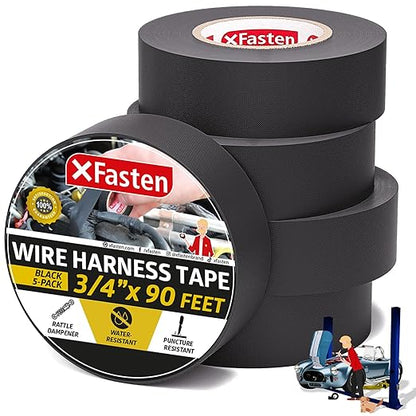 XFasten Black 3/4-Inch x 90-Feet High-Heat Resistant Cloth Electrical Tape by XFasten