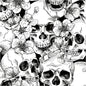 Sugar Skull Floral Peel and Stick Wallpaper - Waterproof, Thick, Self-Adhesive, Removable, Black/White, 17.5" x 393.7"