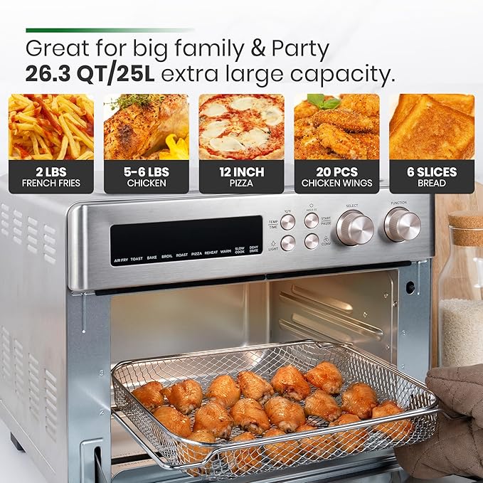 VAL CUCINA Infrared Heating Air Fryer Toaster Oven, Extra Large Countertop - Image 7