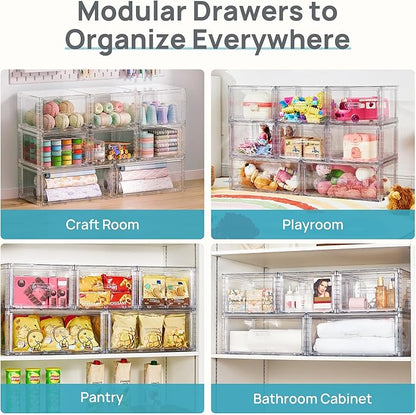 Vtopmart 4 Pack 18QT Clear Stackable Storage Drawers, Easily Assemble Closet - Image 9