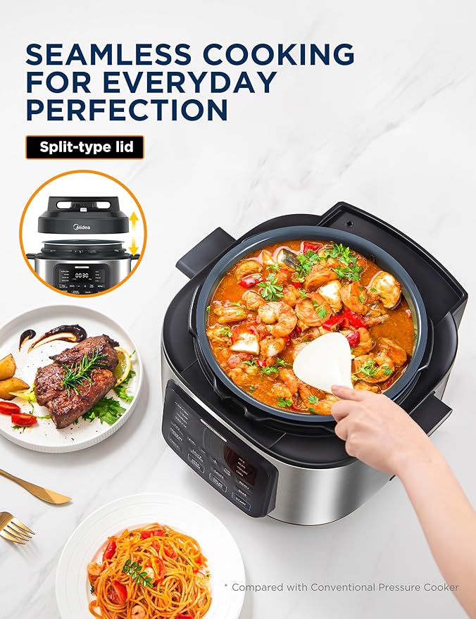 Midea WideMax 12-in-1 Electric Pressure Cooker, 6.5 Quart, 12 Presets, Rice - Image 3