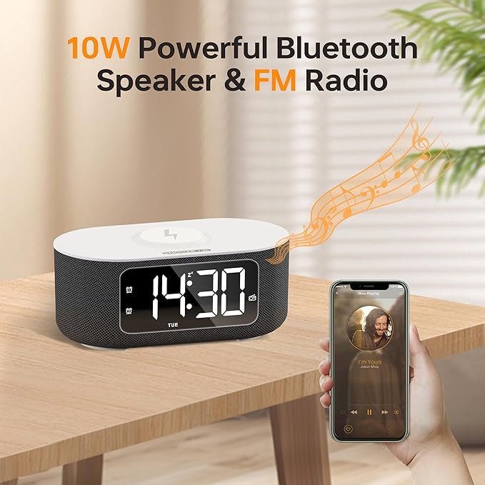 JALL Fabric Alarm Clock for Bedroom, - Image 4