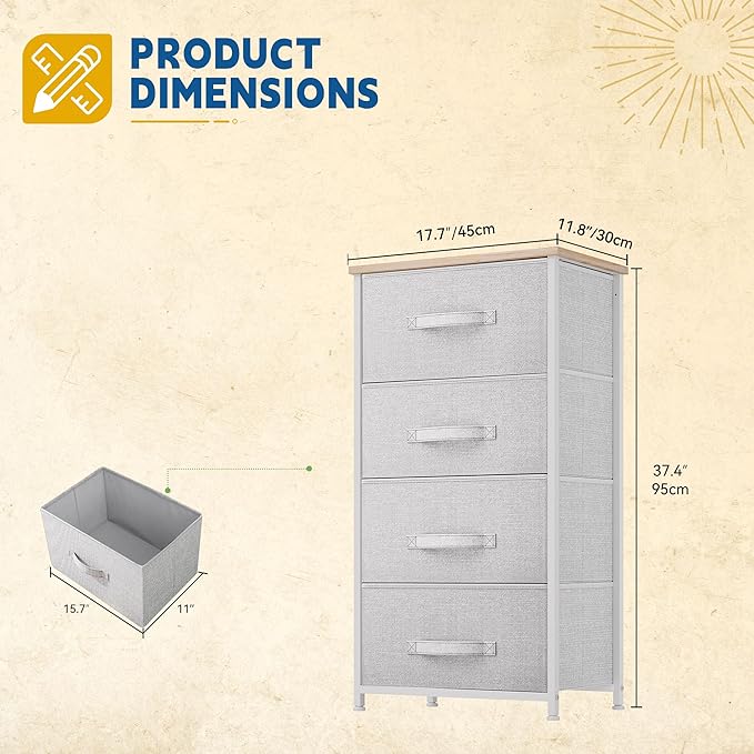 DWVO 4 Drawers Dresser, Dresser - Image 3