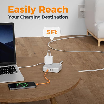TESSAN Surge Protector Flat Extension Cord 5Ft, Flat Plug Power Strip - Image 5