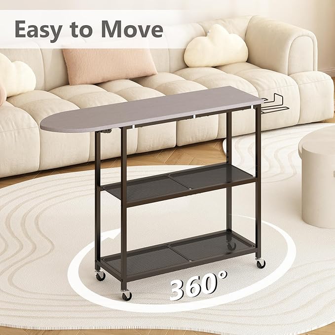 GILLAS Ironing Board with 2 Tier Storage Basket, Movable Ironing Board Full Size - Image 6