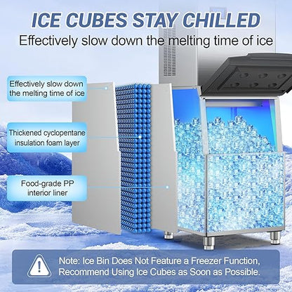Commercial Ice Maker Machine 600 Lbs/24H, 350 Lbs Large Storage, Stainless - Image 6