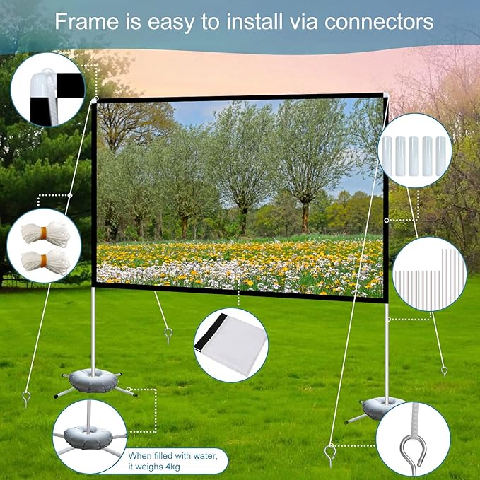 Projector Screen and Stand 100 Inch Portable Outdoor Projection Screen 16:9 4K - Image 5