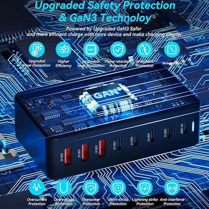 Upgrade USB C Desktop Charger, 320W 8-Port GaN III Fast Charging Station Hub - Image 3
