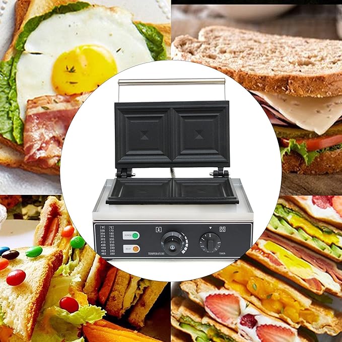CNCEST Commercial Sandwich Maker, Electric Sandwich Machine Toaster and - Image 2