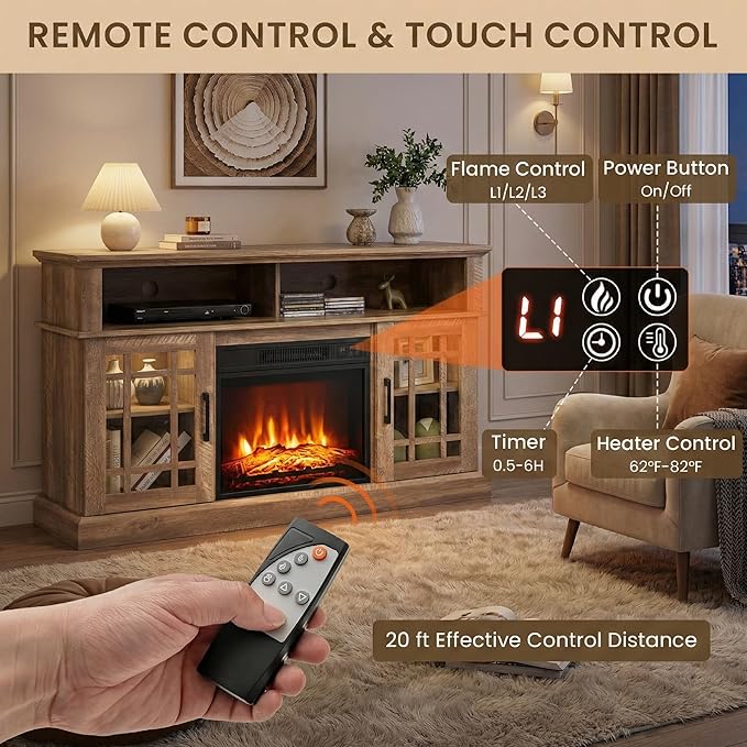 SIMOE 48 Inch Electric Fireplace TV Stand, TV Console - Image 6
