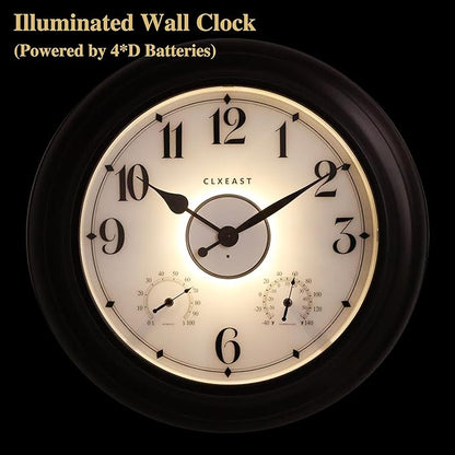 CLXEAST 24 Inch LED Self-Illuminated Outdoor Metal Clocks Waterproof, Large - Image 4