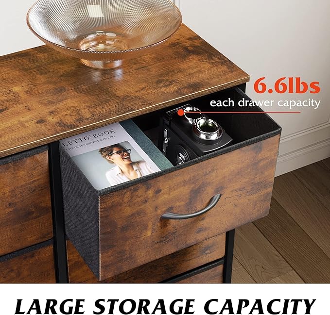 WLIVE 6 Drawer Dresser for Bedroom, Fabric Double Dresser, Storage Tower - Image 5