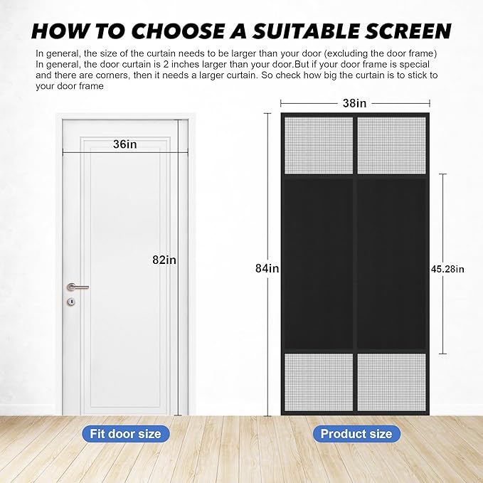 Magnetic Screen Door 36"x82" Blackout – Privacy Protection, Powerful Magnets - Image 2