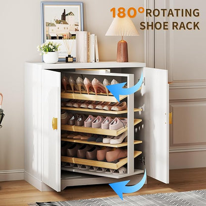 Vlsrka Shoe Cabinet Storage for Entryway, 6-Tier Rotating Shoe Organizer Cabinet - Image 5