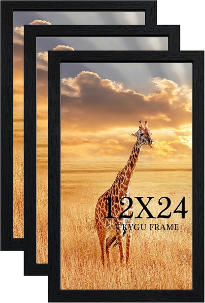 TKYGU 12x24 Picture Frame Set of 3, Wooden Frame 12x24 Wall Gallery Poster by TKYGU