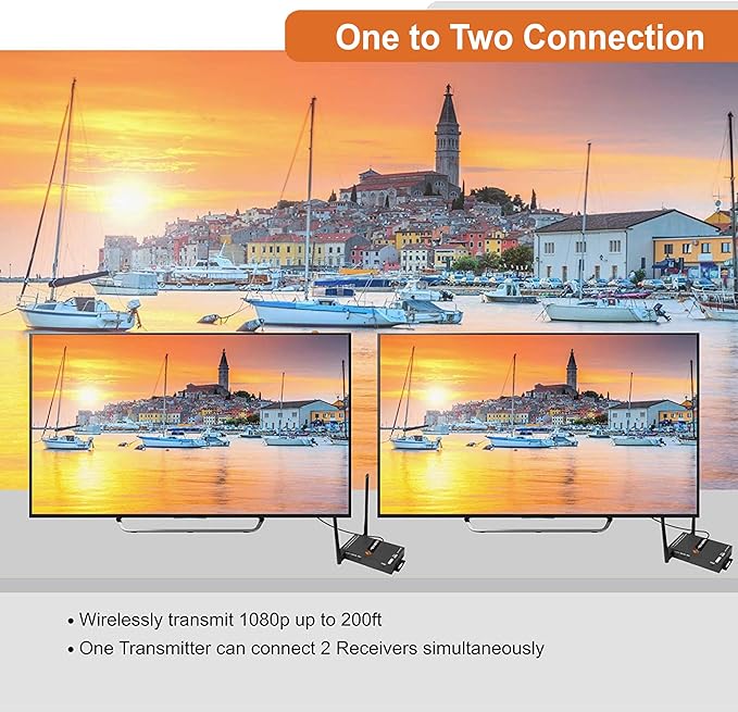 J-Tech Digital 1X2 Wireless HDMI Extender 200’ Dual Antenna Supporting Full HD - Image 5