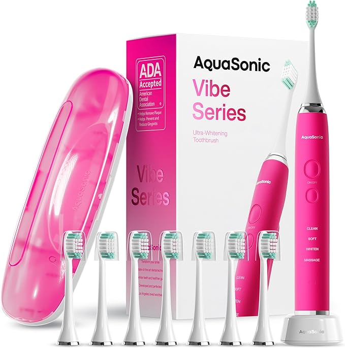 Aquasonic Vibe Series Ultra-Whitening Toothbrush – ADA Accepted Electric by AquaSonic