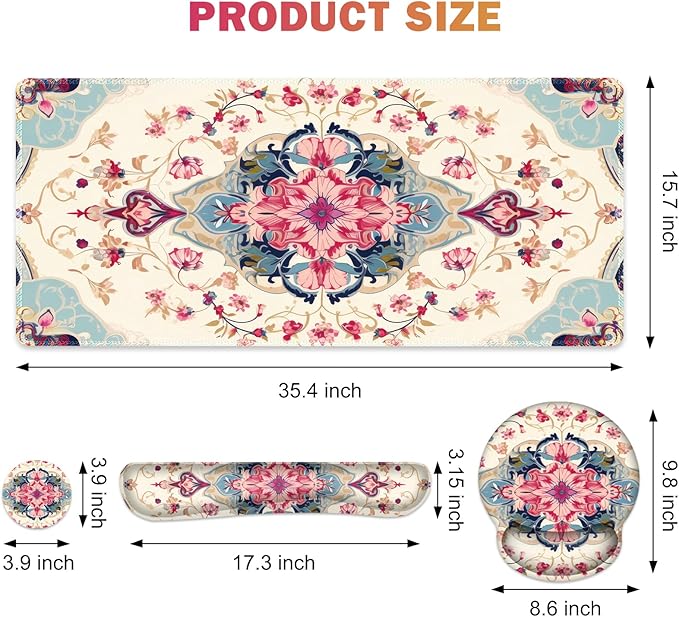 Gaming Mouse Pad, Large Desk Mat, Cute Desk Pad Protector, 4in1 XXL Mousepad + - Image 5