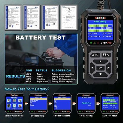 Acclope BT60 Pro Car Battery Tester, Digital Analyzer - Image 4