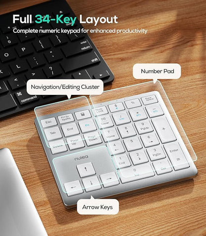 Nulea Wireless Number Pad Bluetooth 5.0 & 2.4G Portable Numeric Keyboard - Image 5