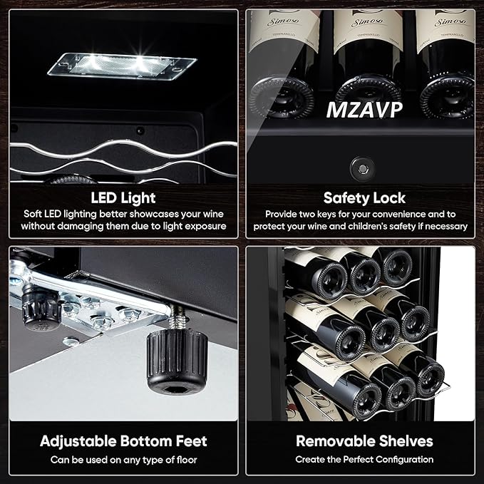 Mini Wine Fridge-Black, 18 Bottles Low Noise Compressor Wine Cooler, - Image 6