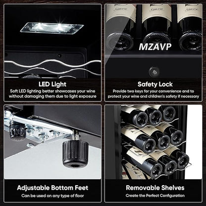 Mini Wine Fridge-Black, 18 Bottles Low Noise Compressor Wine Cooler, - Image 6