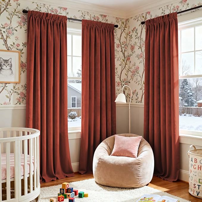 Lazzzy Velvet Blackout Extra Long Curtains Thermal Insulated Room Window Drapes - Image 8